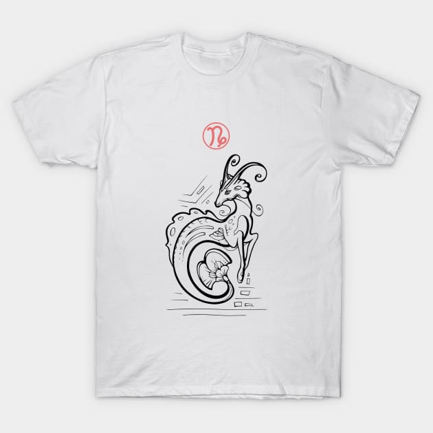 Capricorn Zodiac Sign T-Shirt by Yulla